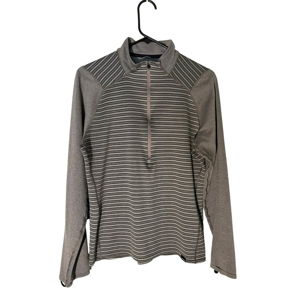 Patagonia Men's Capilene Midweight Gray Striped Long Sleeve 1/2 Zip Size M